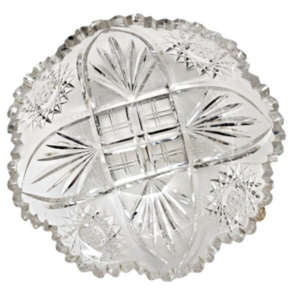 Antique Vintage RARE Brilliant Handcut Cut Crystal Glass 8” x 3.5” Bowl - Picture 2 of 6